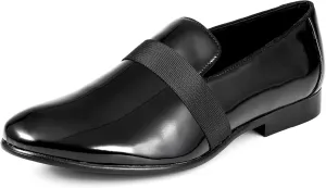 Amali Patent Tuxedo Loafer Mens Slip-On Dress Shoes for Men Formal Loafers Mens Smoking Slippers