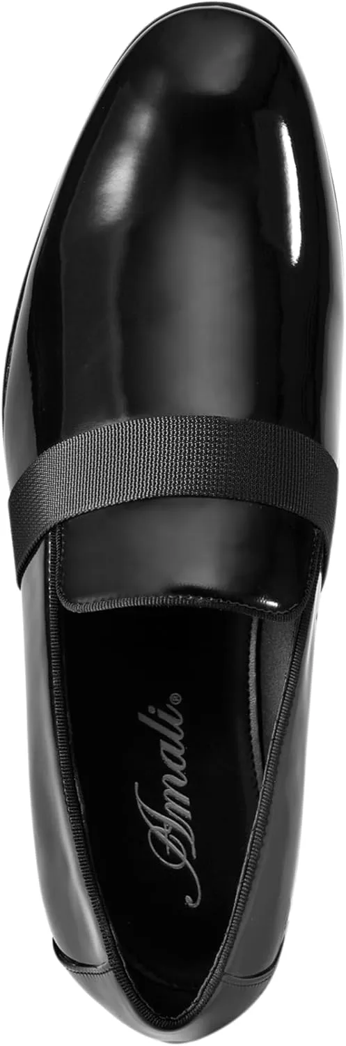 Amali Patent Tuxedo Loafer Mens Slip-On Dress Shoes for Men Formal Loafers Mens Smoking Slippers