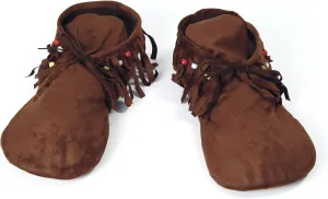 BA457 Hippy Native American Moccasins | 1 Pair | Brown | One Size - Adult Lady's