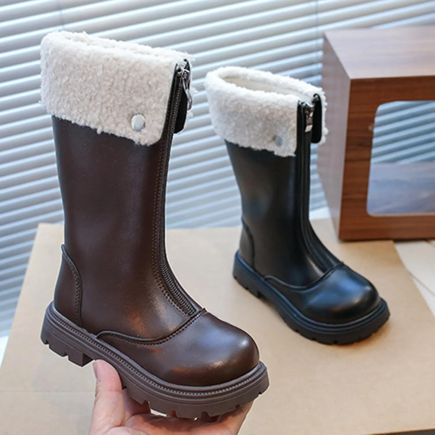 Baby Autumn Boots Fashion Autumn And Winter Children Boots Boys And Girls Ankle Boots Thick Soles Non Back Lace Design