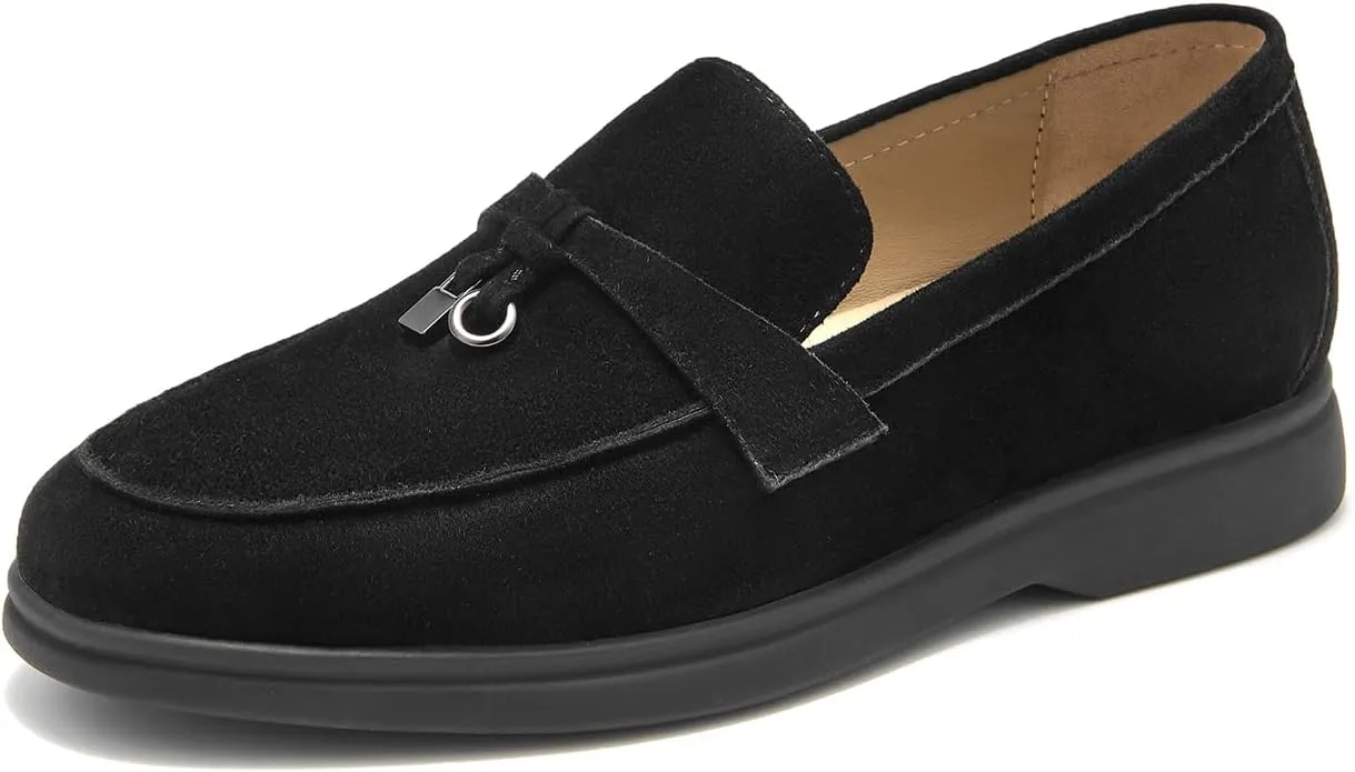 BEAU TODAY Suede Loafers Flats for Women, Womens Slip On Penny Loafers, Leather Driving Comfortable Dress Ladies Loafers Casual Office Work Shoes