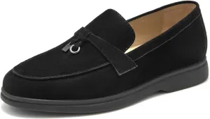 BEAU TODAY Suede Loafers Flats for Women, Womens Slip On Penny Loafers, Leather Driving Comfortable Dress Ladies Loafers Casual Office Work Shoes