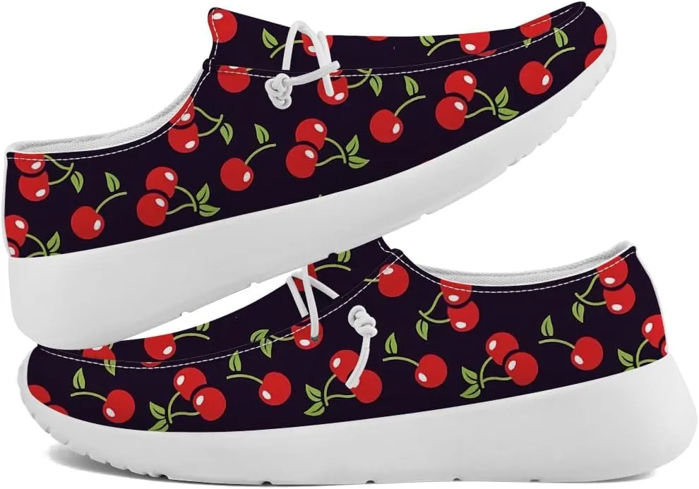 Cherries Shoes Women Loafers Casual Canvas Slip-on Shoes Gifts for Women Mom