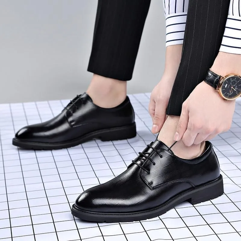 Classic Men's Leather Dress Shoes Casual Pointed Toe Formal Business Oxfords Shoes for Men