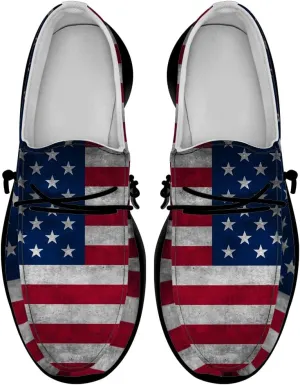Flag Shoes for Women Men Patriotic Loafers Slip-on Shoes Gifts for Men Women
