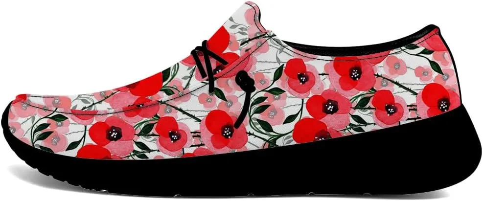 Floral Print Loafers Women Poppy Slip-on Shoes Walking Shoes Gifts for Women Men