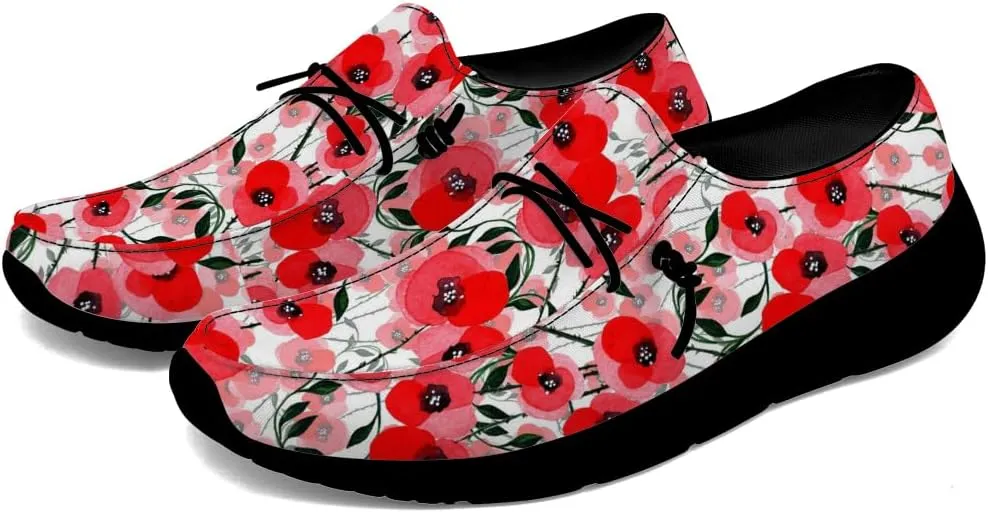 Floral Print Loafers Women Poppy Slip-on Shoes Walking Shoes Gifts for Women Men