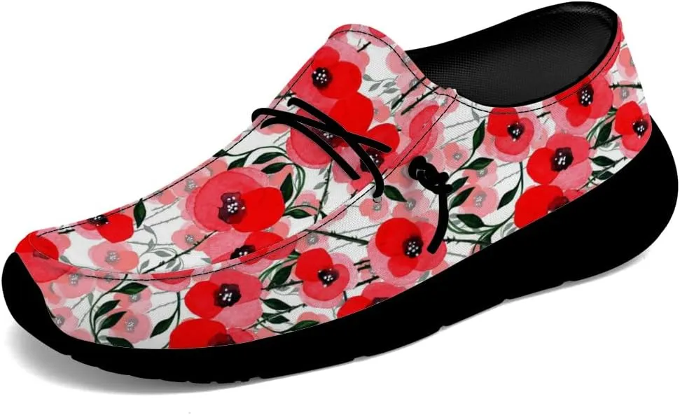 Floral Print Loafers Women Poppy Slip-on Shoes Walking Shoes Gifts for Women Men