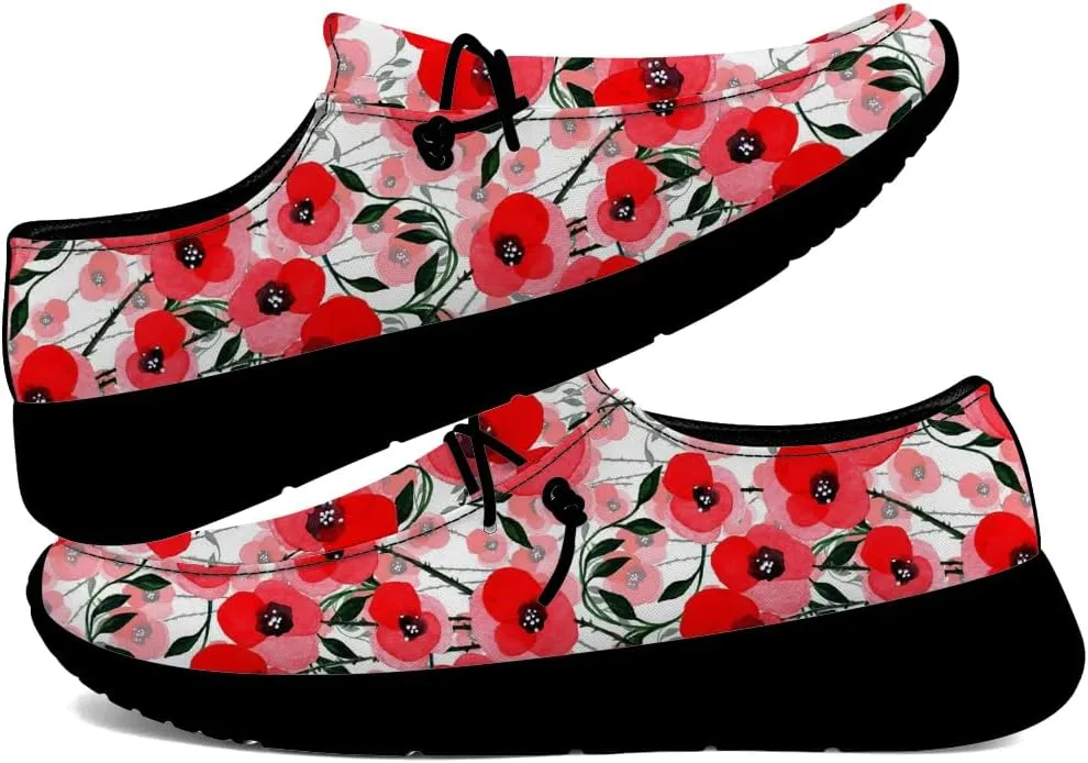 Floral Print Loafers Women Poppy Slip-on Shoes Walking Shoes Gifts for Women Men