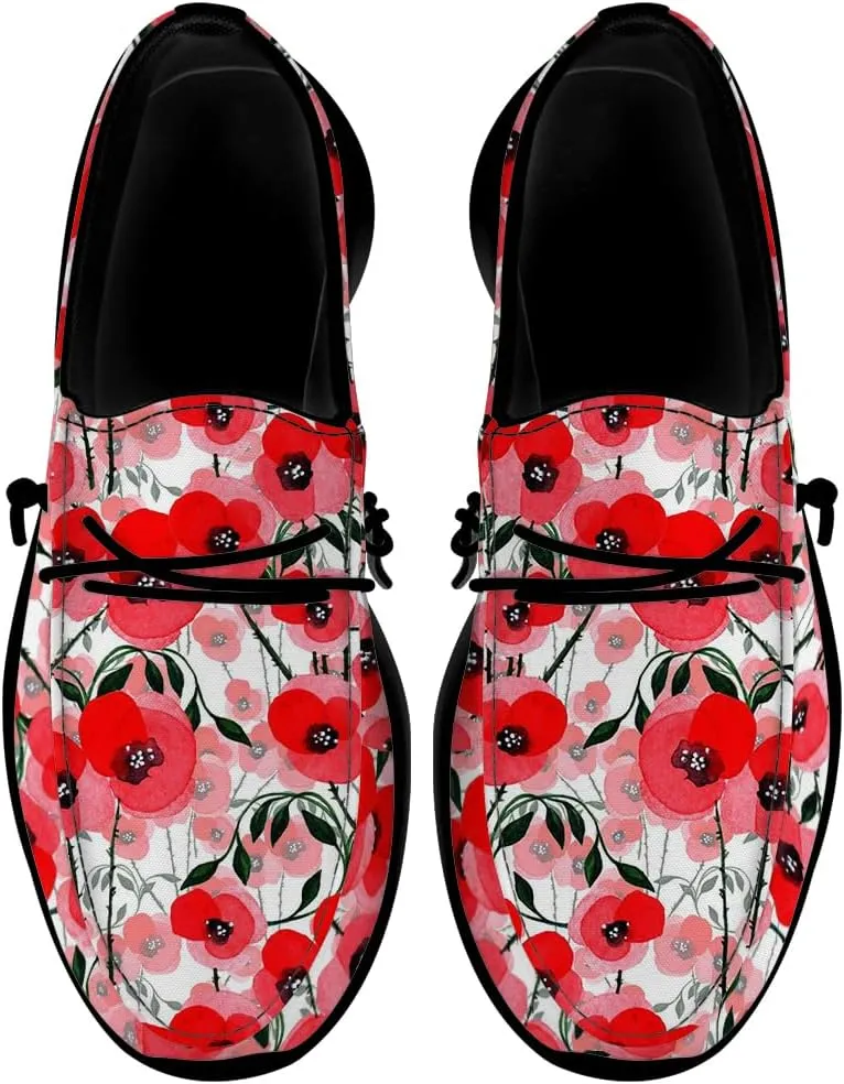 Floral Print Loafers Women Poppy Slip-on Shoes Walking Shoes Gifts for Women Men