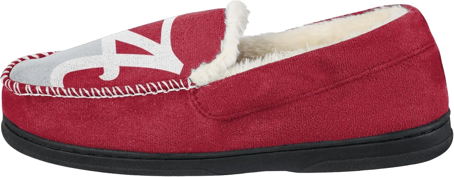 FOCO NCAA Mens Big Logo Colorblock Moccasin Slippers  Officially Licensed, Comfortable Shoes with Team Colors and Logo