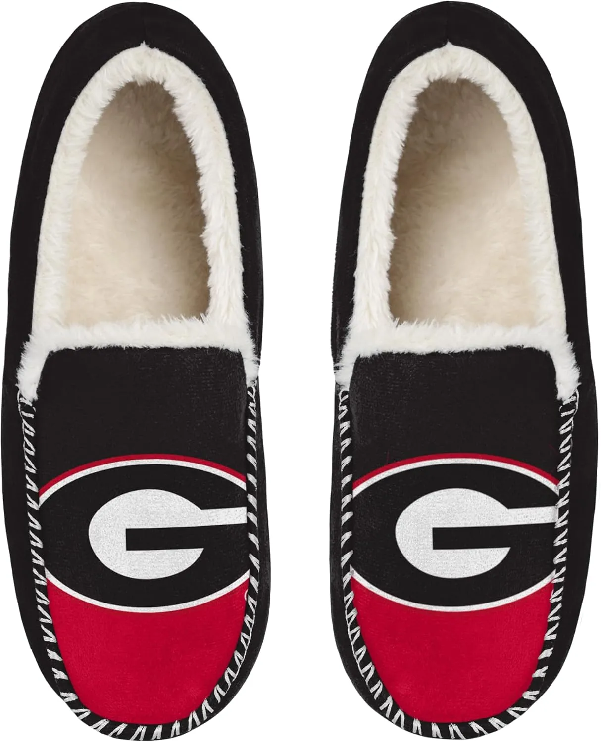FOCO NCAA Mens Big Logo Colorblock Moccasin Slippers  Officially Licensed, Comfortable Shoes with Team Colors and Logo