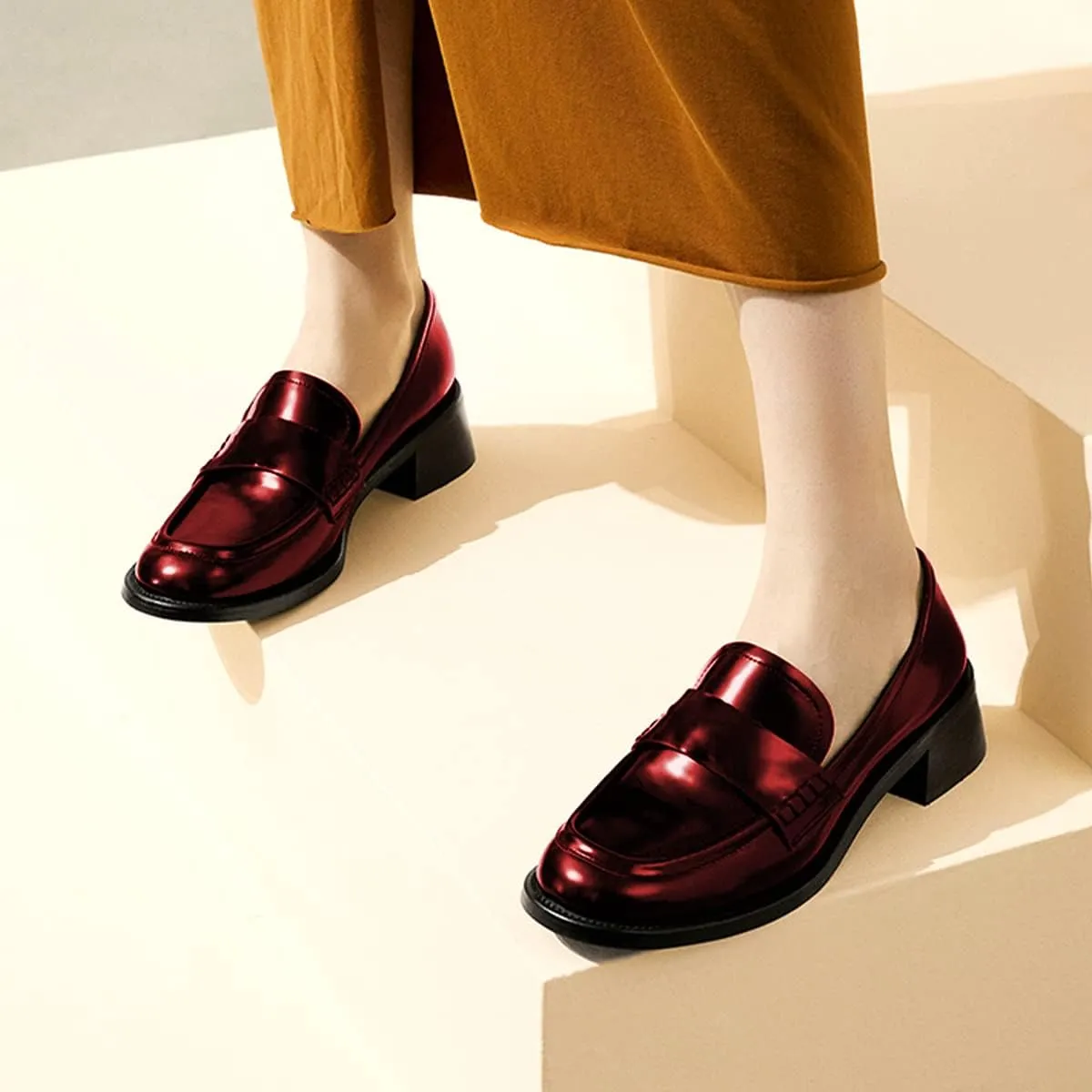 FYS Women Casual Slip on Loafers Closed Toe Block Chunky Low Heels Dress Shoes Comfort Office Workwear Shoes Size 4-15 US