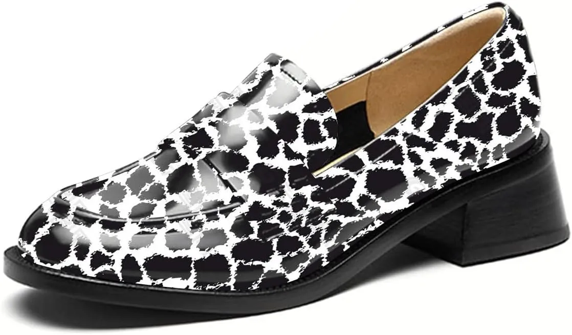 FYS Women Casual Slip on Loafers Closed Toe Block Chunky Low Heels Dress Shoes Comfort Office Workwear Shoes Size 4-15 US