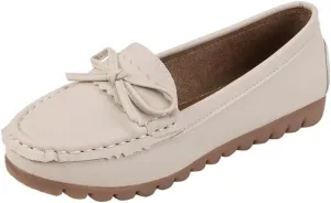 Geerta Women's Moccasins Cute Fashion Bow Decorated Low Top Round Toe Shoes Orthopedic Sandals, Cute Casual Comfortable Lightweight Slip on Shoes, Female Solid All-Match Loafers for Beach Travel