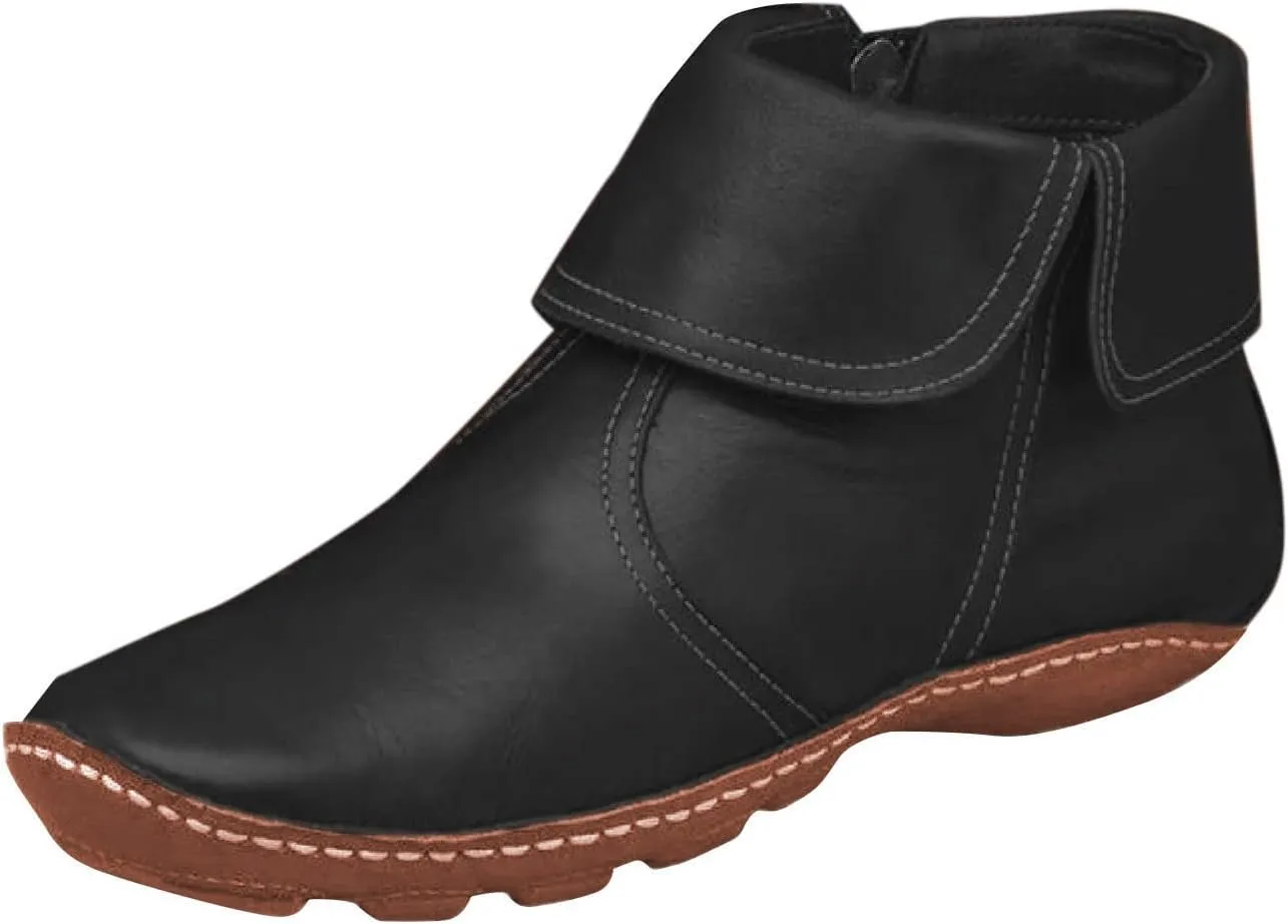 Gibobby Ankle Booties for Women Low Heel,Arch Support Boots Casual Flat Platform Short Ankle Boots Everyday Boots for Ladies