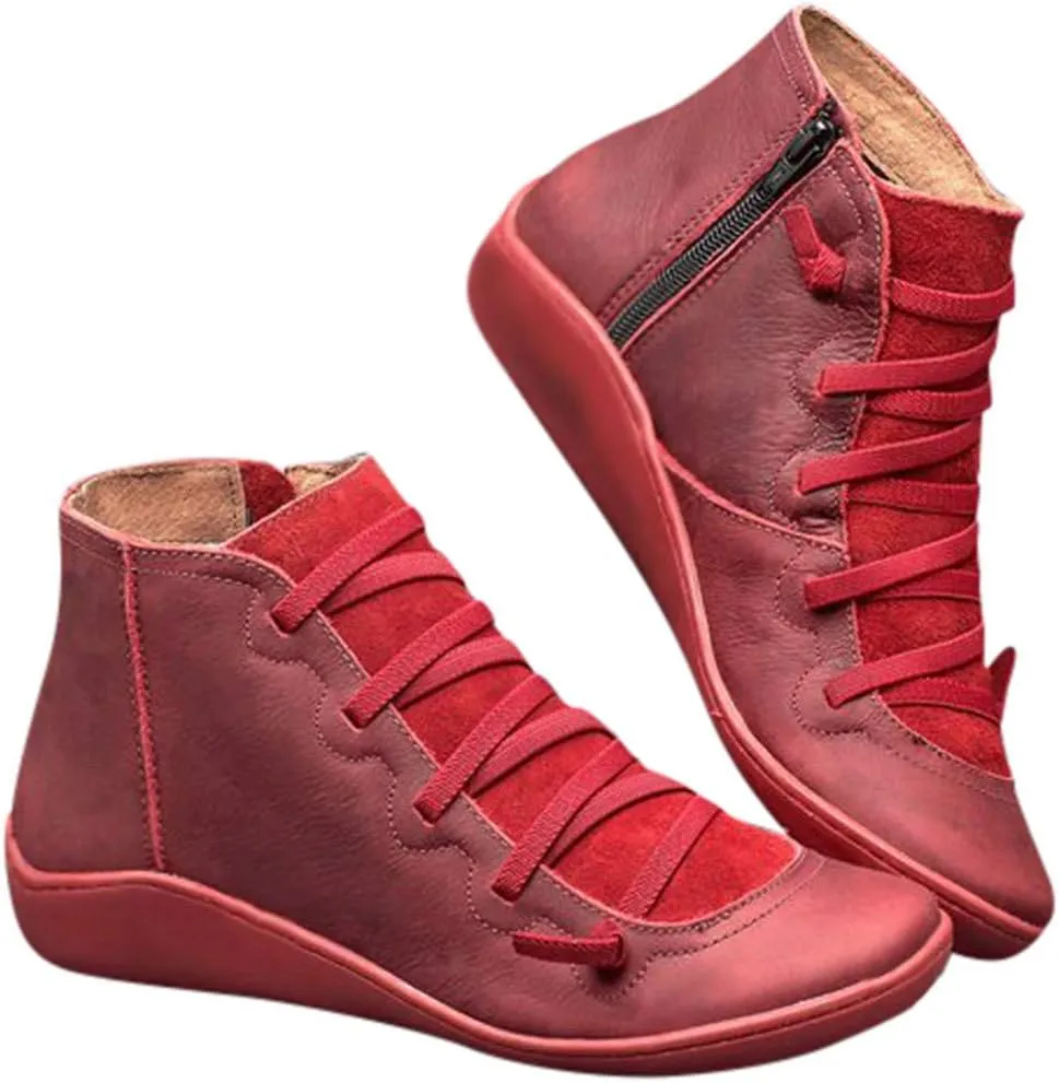 Gibobby Ankle Booties for Women Low Heel,Arch Support Boots Casual Flat Platform Short Ankle Boots Everyday Boots for Ladies