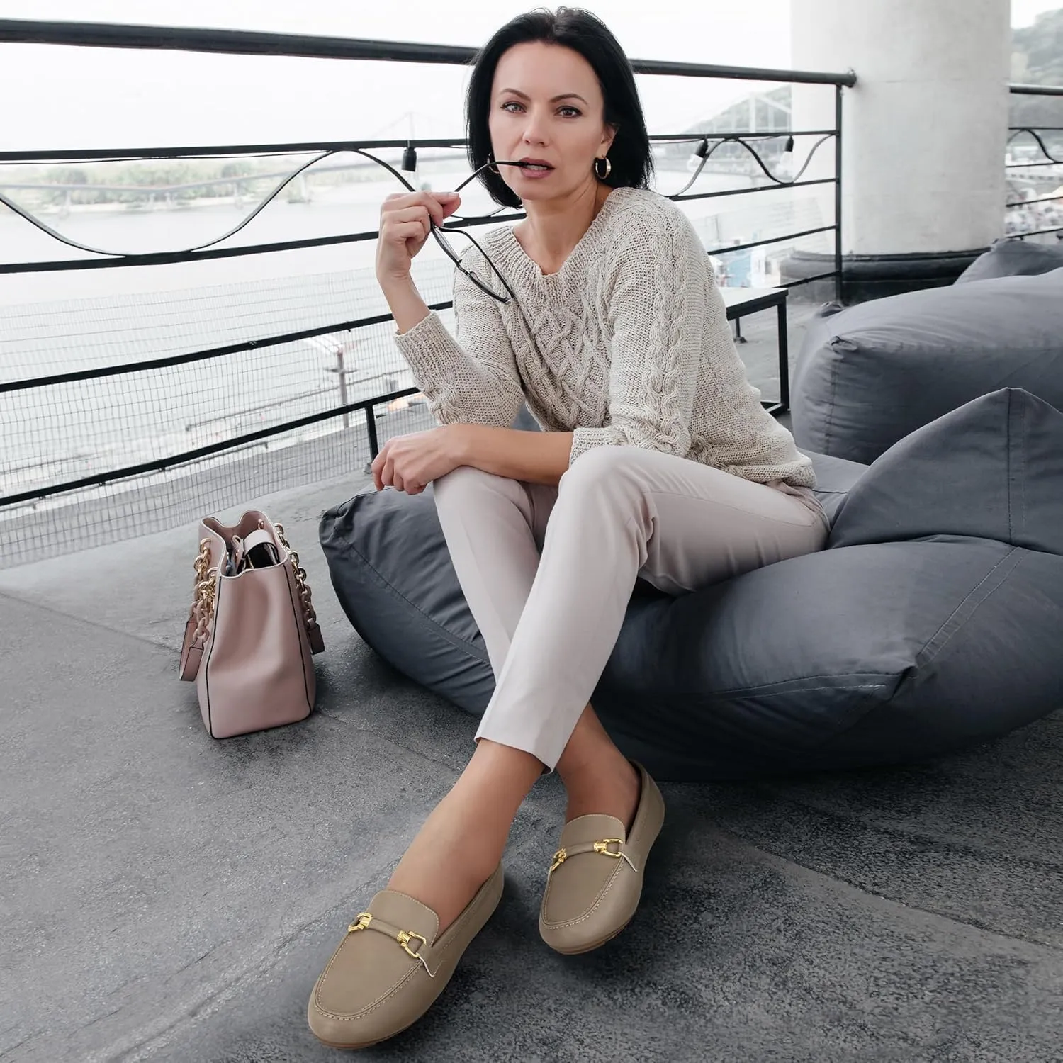 HARENCE Womens Loafers Casual Shoes: Comfortable Moccasins Business Dressy Flats Lightweight Slip On Work Shoes