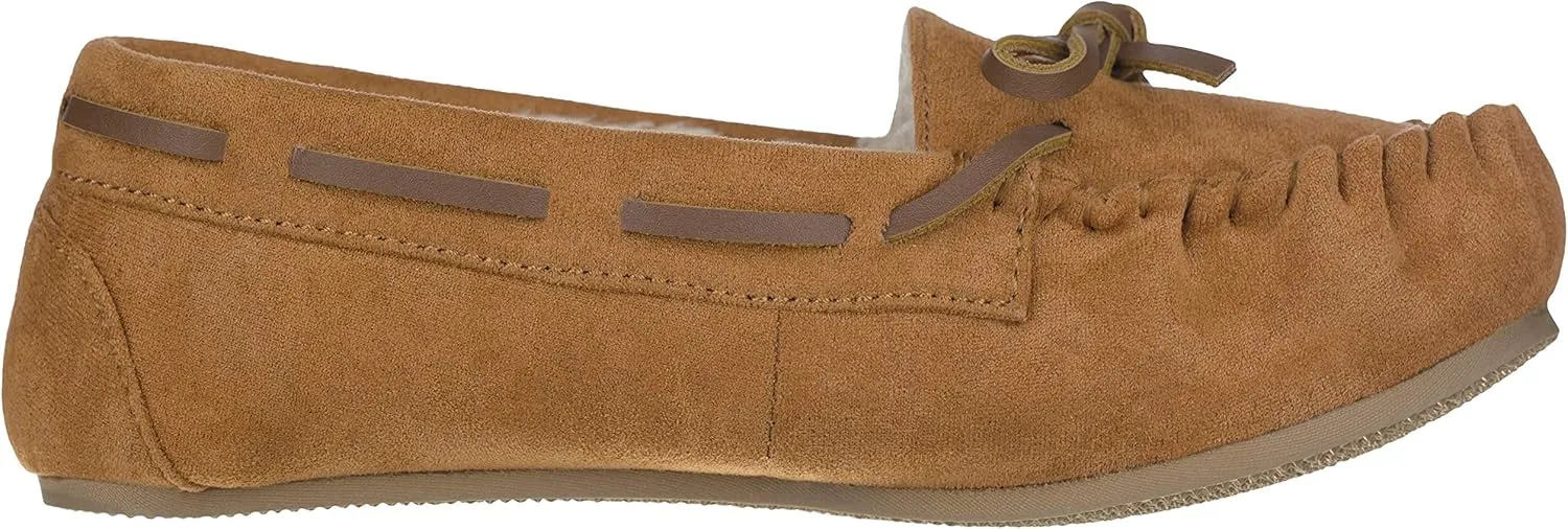 ILLUDE Women’s Moccasin Slipper Vegan Suede Faux Fur Lined Indoor Outdoor Moccasins Slip On Loafers Moccasins Shoes