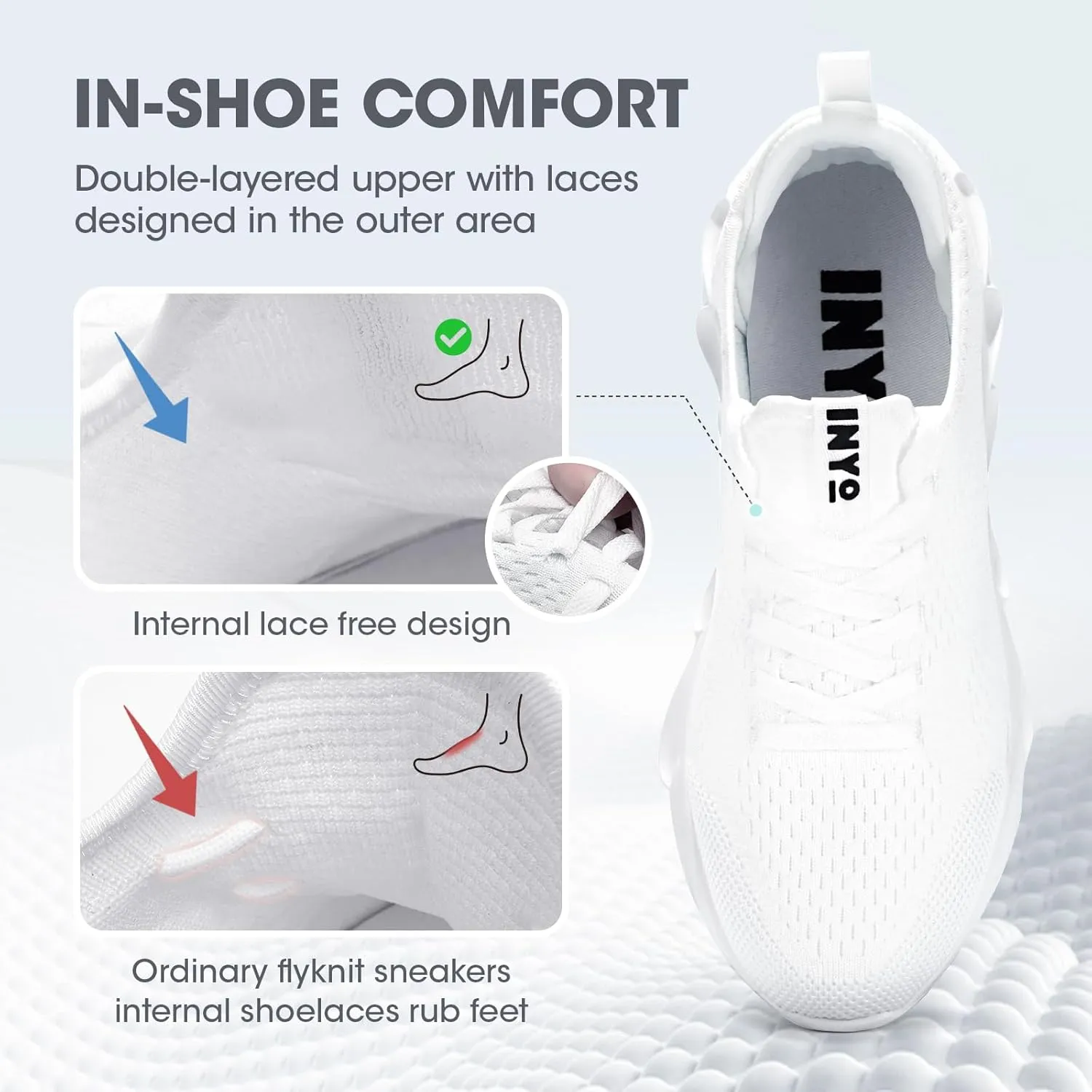INYO Mens Tennis Shoes Walking Lightweight Sneakers No Slip Sports Workout Gym Shoes for Running