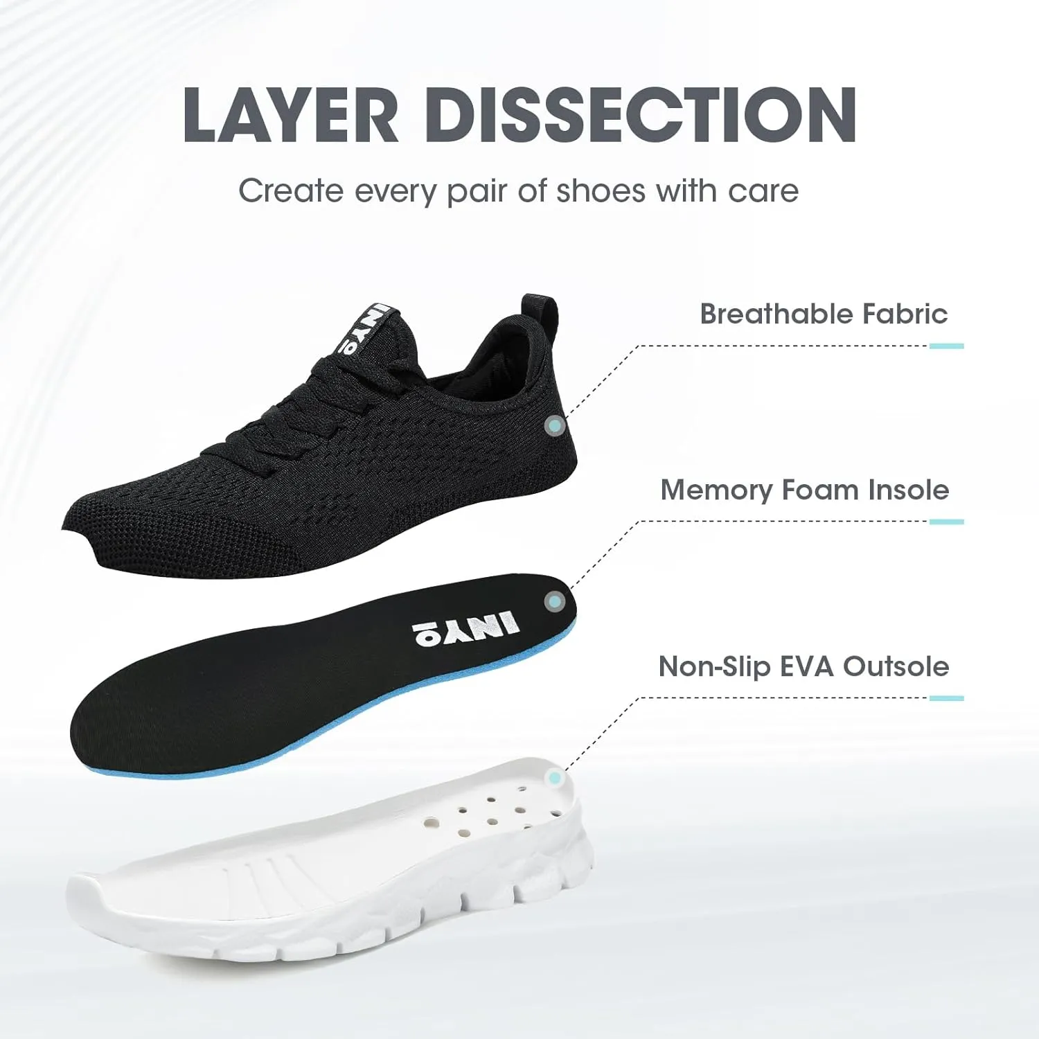 INYO Womens Sneakers Walking Lightweight Tennis Shoes No Slip Sports Workout Gym Shoes for Running