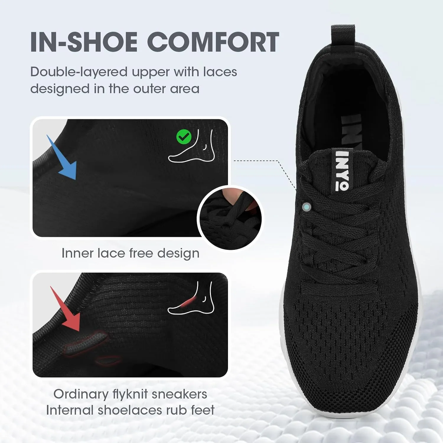 INYO Womens Sneakers Walking Lightweight Tennis Shoes No Slip Sports Workout Gym Shoes for Running