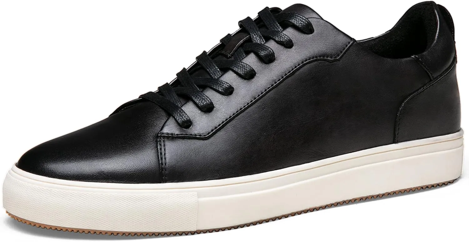 Jousen Mens Fashion Sneakers Polished Leather Mens Dress Sneakers Stylish Retro Mens Business Casual Shoes