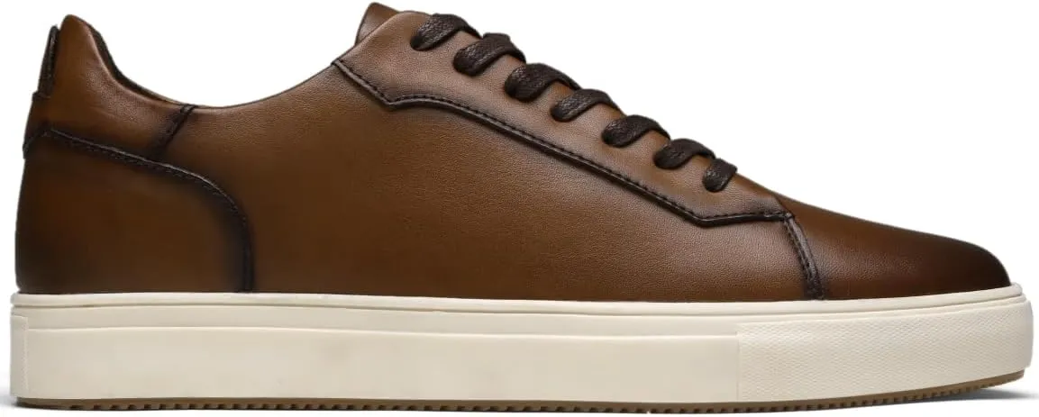 Jousen Mens Fashion Sneakers Polished Leather Mens Dress Sneakers Stylish Retro Mens Business Casual Shoes