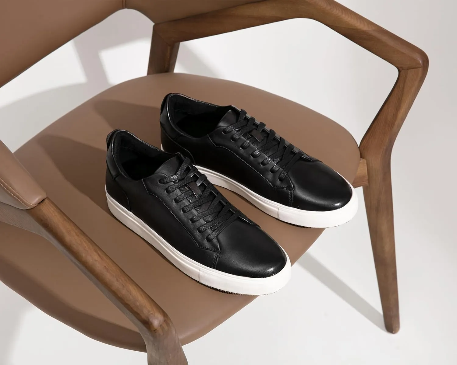 Jousen Mens Fashion Sneakers Polished Leather Mens Dress Sneakers Stylish Retro Mens Business Casual Shoes