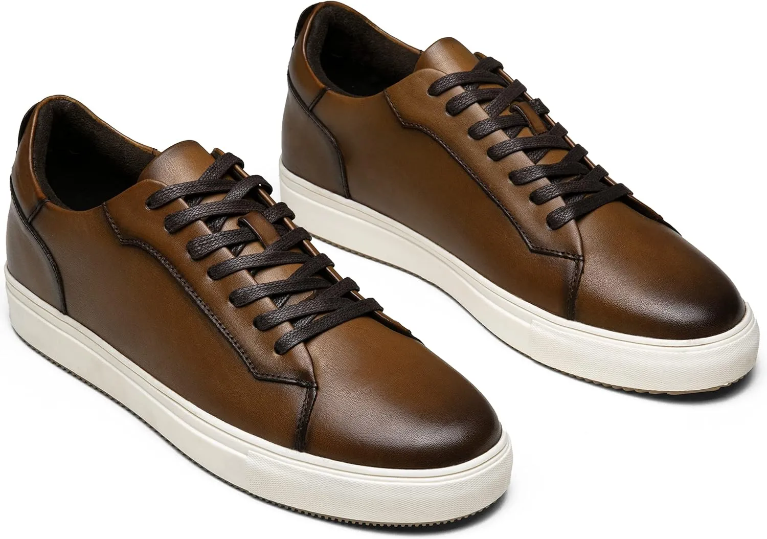 Jousen Mens Fashion Sneakers Polished Leather Mens Dress Sneakers Stylish Retro Mens Business Casual Shoes