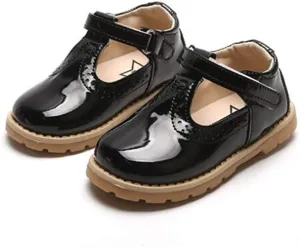 Kids' Girl's Mary Jane T-Strap Flat School Uniform Dress Shoes (Black, Numeric_5)