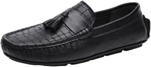 Loafers for Men Round Toe Leather with Tassel Driving Moccasins Loafers Flat Heel Comfortable Resistant Casual Prom Slip On