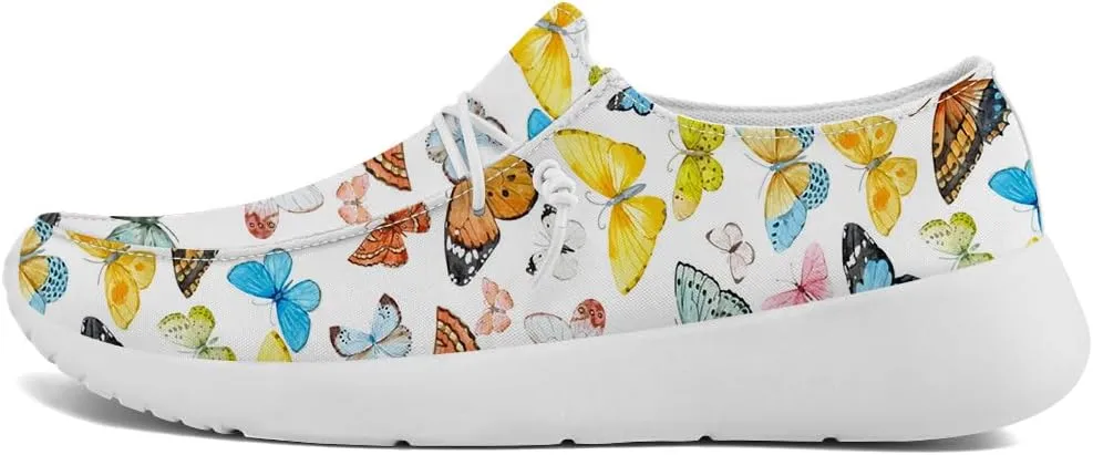 Loafers for Women Butterfly Slip-on Shoes White Walking Shoes Gifts for Mom Wife