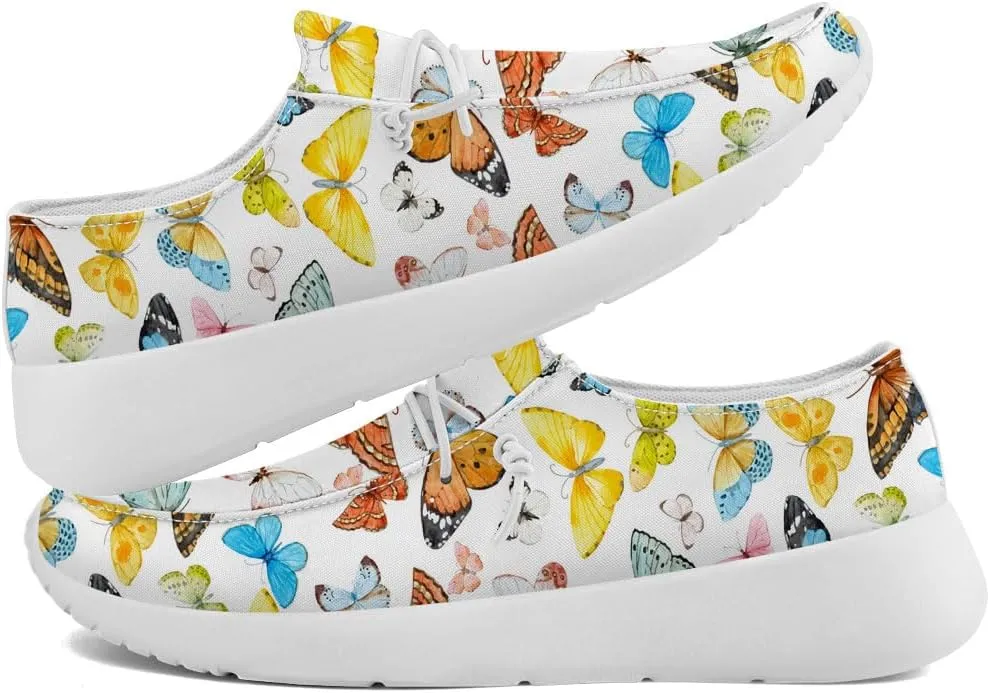 Loafers for Women Butterfly Slip-on Shoes White Walking Shoes Gifts for Mom Wife
