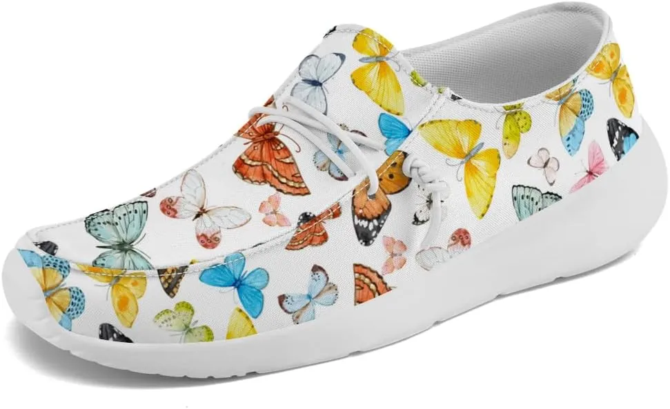 Loafers for Women Butterfly Slip-on Shoes White Walking Shoes Gifts for Mom Wife