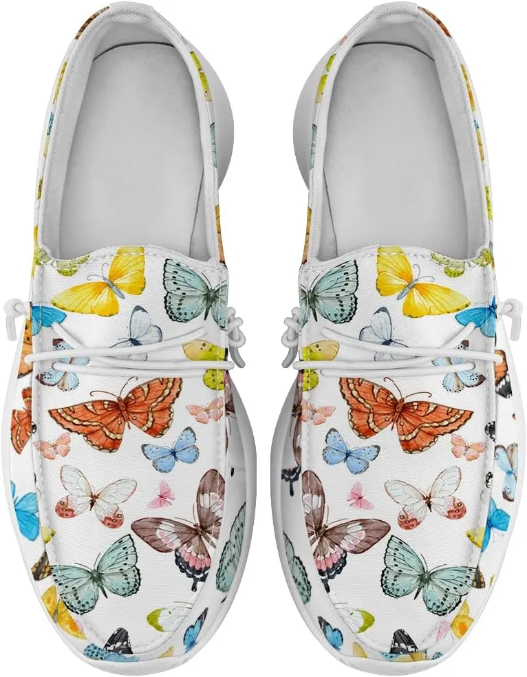 Loafers for Women Butterfly Slip-on Shoes White Walking Shoes Gifts for Mom Wife