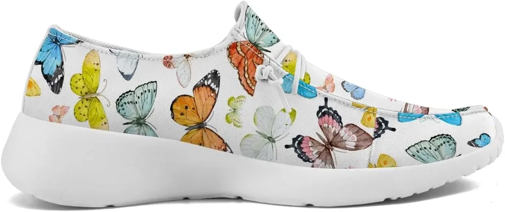 Loafers for Women Butterfly Slip-on Shoes White Walking Shoes Gifts for Mom Wife