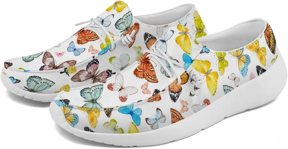 Loafers for Women Butterfly Slip-on Shoes White Walking Shoes Gifts for Mom Wife