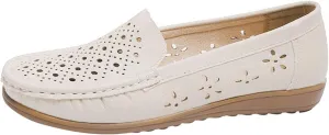 Loafers for Women, Comfy Summer Breathable Hollow Slip-On Leather Nurse Shoes for Women's, Fashion Non-Slip Flats Driving Working Moccasin, for Medical Workers, Nurse, Doctors
