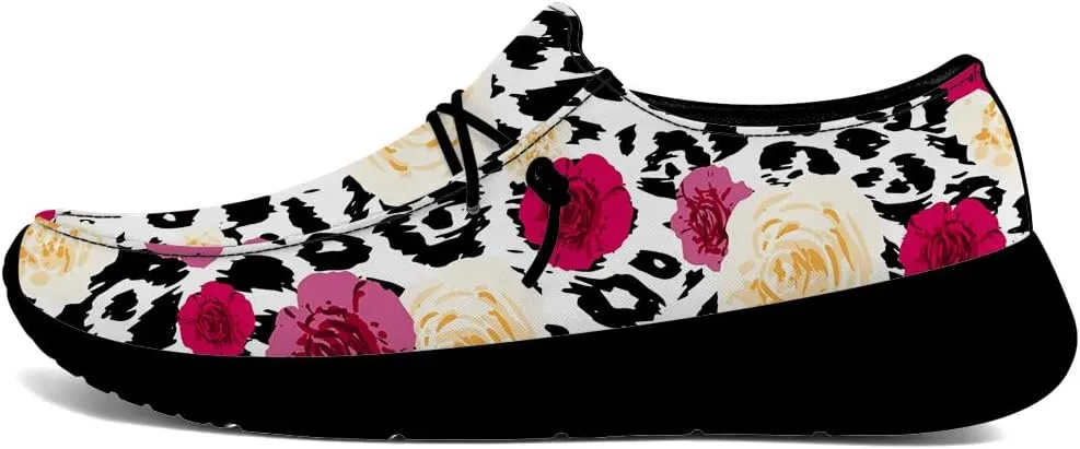 Loafers for Women Men Leopard Print Slip-on Shoes Floral Walking Shoes Gifts for Men Women