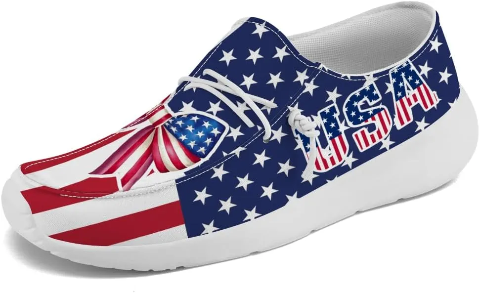 Loafers for Women Men Red White Blue Slip-on Shoes Patriotic Sneakers Gifts for Men Women
