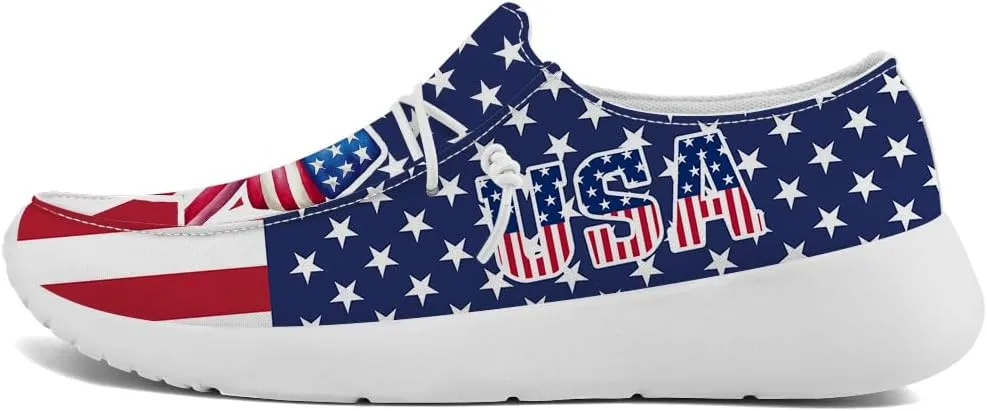 Loafers for Women Men Red White Blue Slip-on Shoes Patriotic Sneakers Gifts for Men Women
