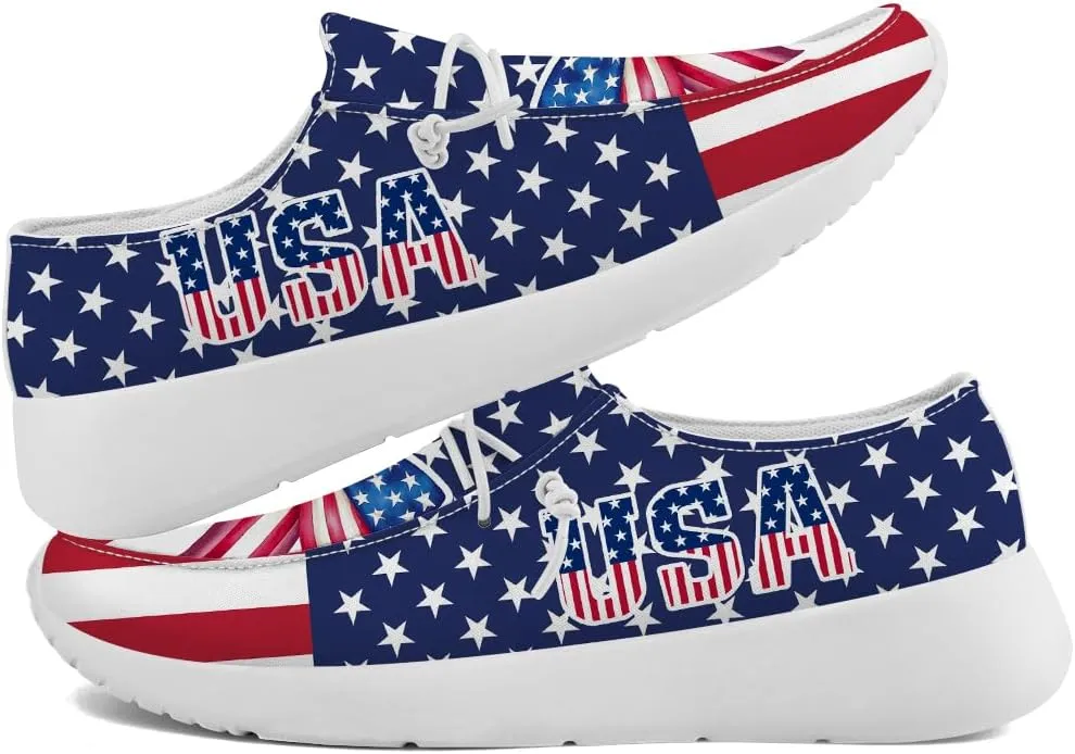 Loafers for Women Men Red White Blue Slip-on Shoes Patriotic Sneakers Gifts for Men Women