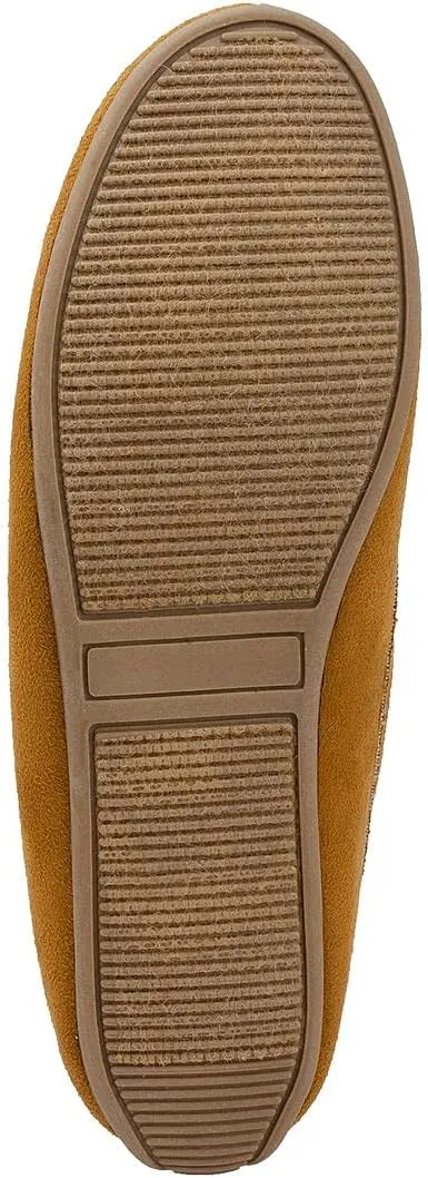 LONDON FOG Womens Lorne Cozy Micro Suede Moccasins Slip on Loafer Shoes Indoor/Outdoor Slippers