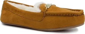 LONDON FOG Womens Lorne Cozy Micro Suede Moccasins Slip on Loafer Shoes Indoor/Outdoor Slippers
