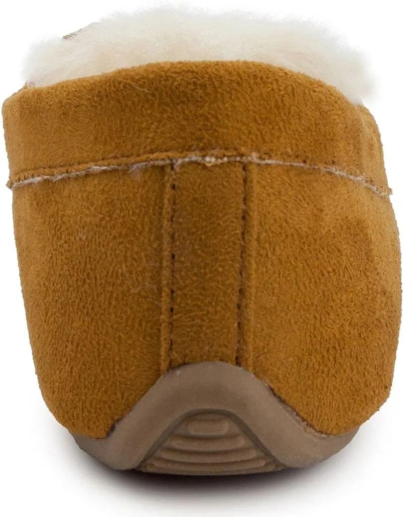 LONDON FOG Womens Lorne Cozy Micro Suede Moccasins Slip on Loafer Shoes Indoor/Outdoor Slippers
