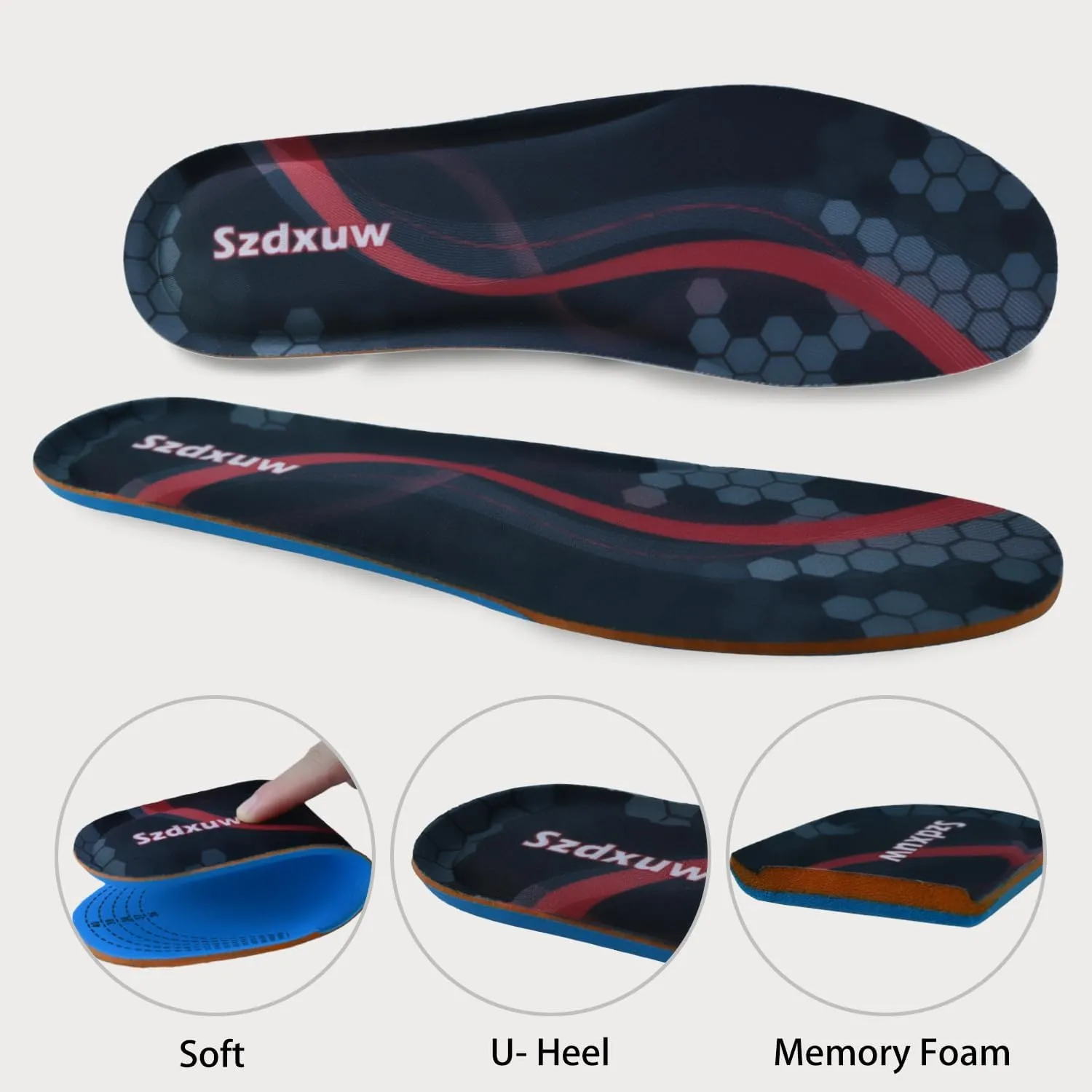 Memory Foam Insoles for Women and Men - Cut to Insoles, Cushioning Comfort Soft Insole for Sports Shoes, Trainers, Sneakers, Walking Boots, Work Shoes Replacement Shoe Inserts, Black Men