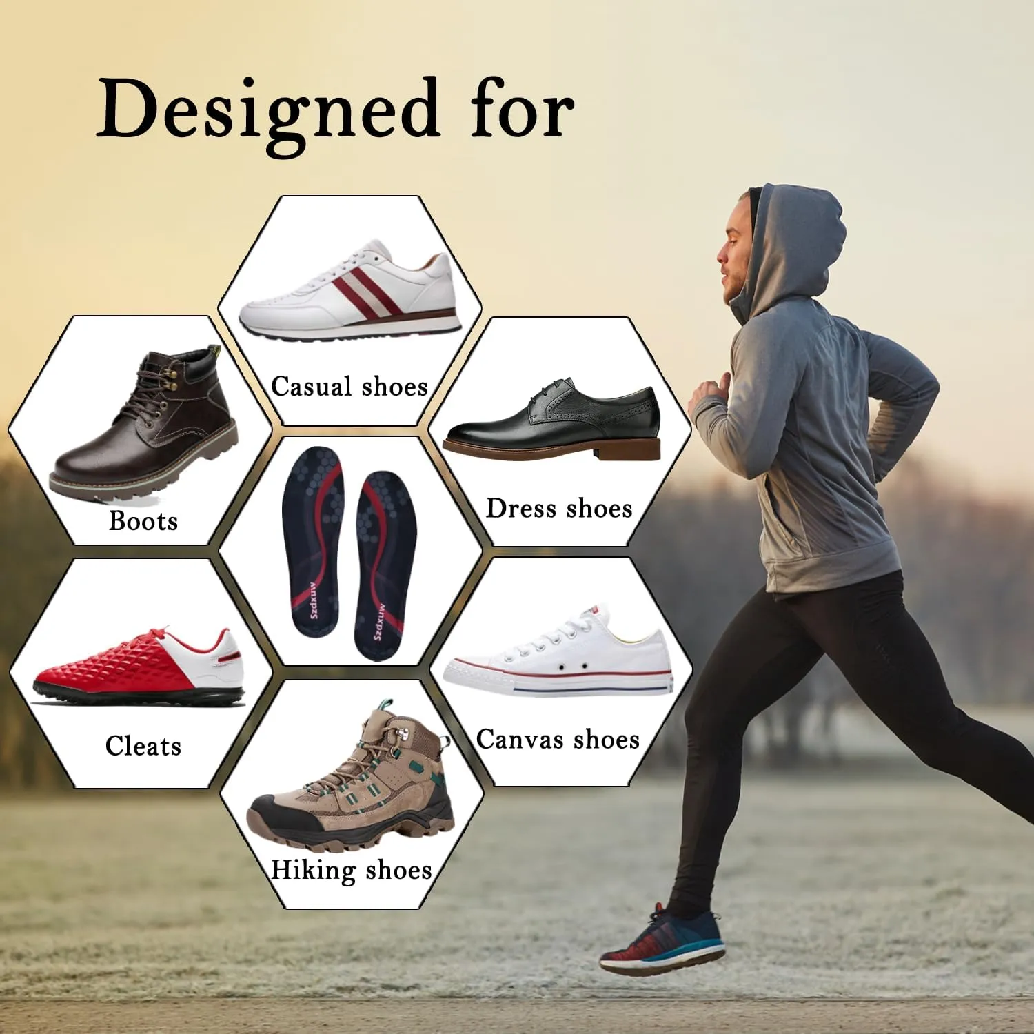 Memory Foam Insoles for Women and Men - Cut to Insoles, Cushioning Comfort Soft Insole for Sports Shoes, Trainers, Sneakers, Walking Boots, Work Shoes Replacement Shoe Inserts, Black Men