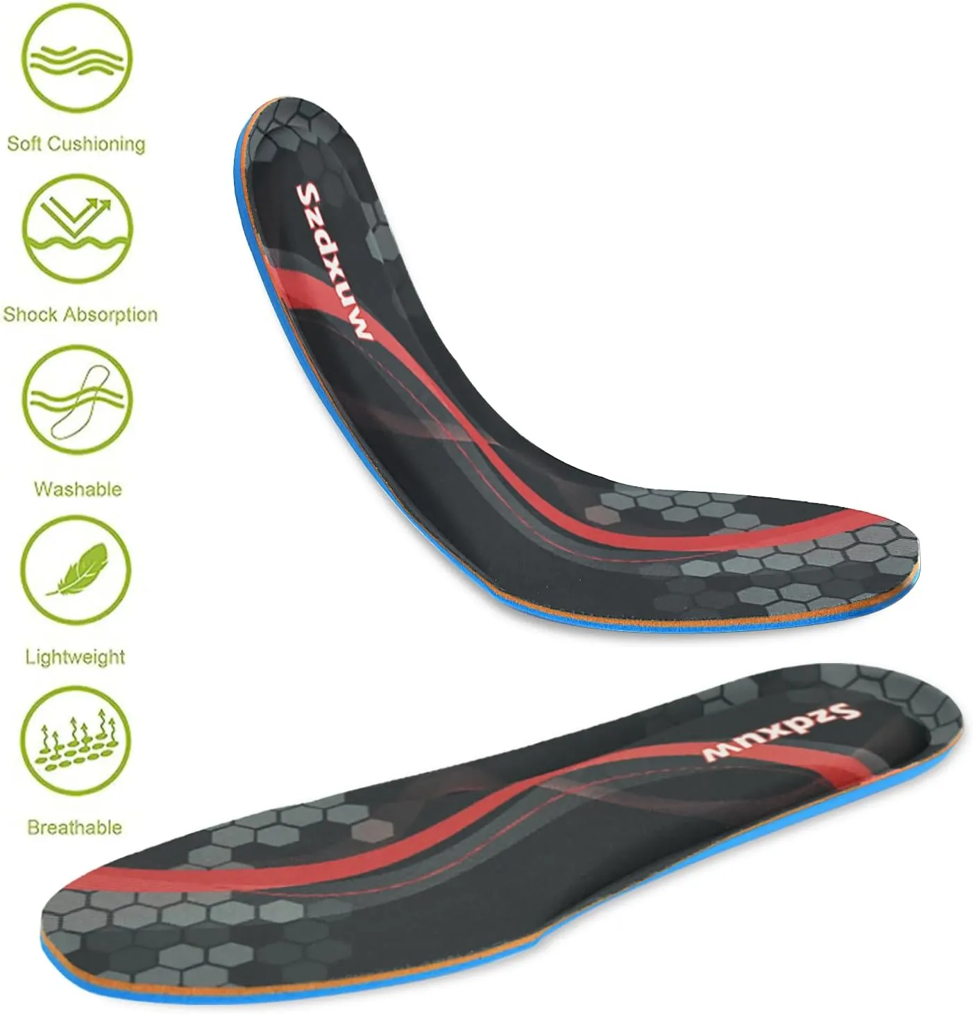 Memory Foam Insoles for Women and Men - Cut to Insoles, Cushioning Comfort Soft Insole for Sports Shoes, Trainers, Sneakers, Walking Boots, Work Shoes Replacement Shoe Inserts, Black Women