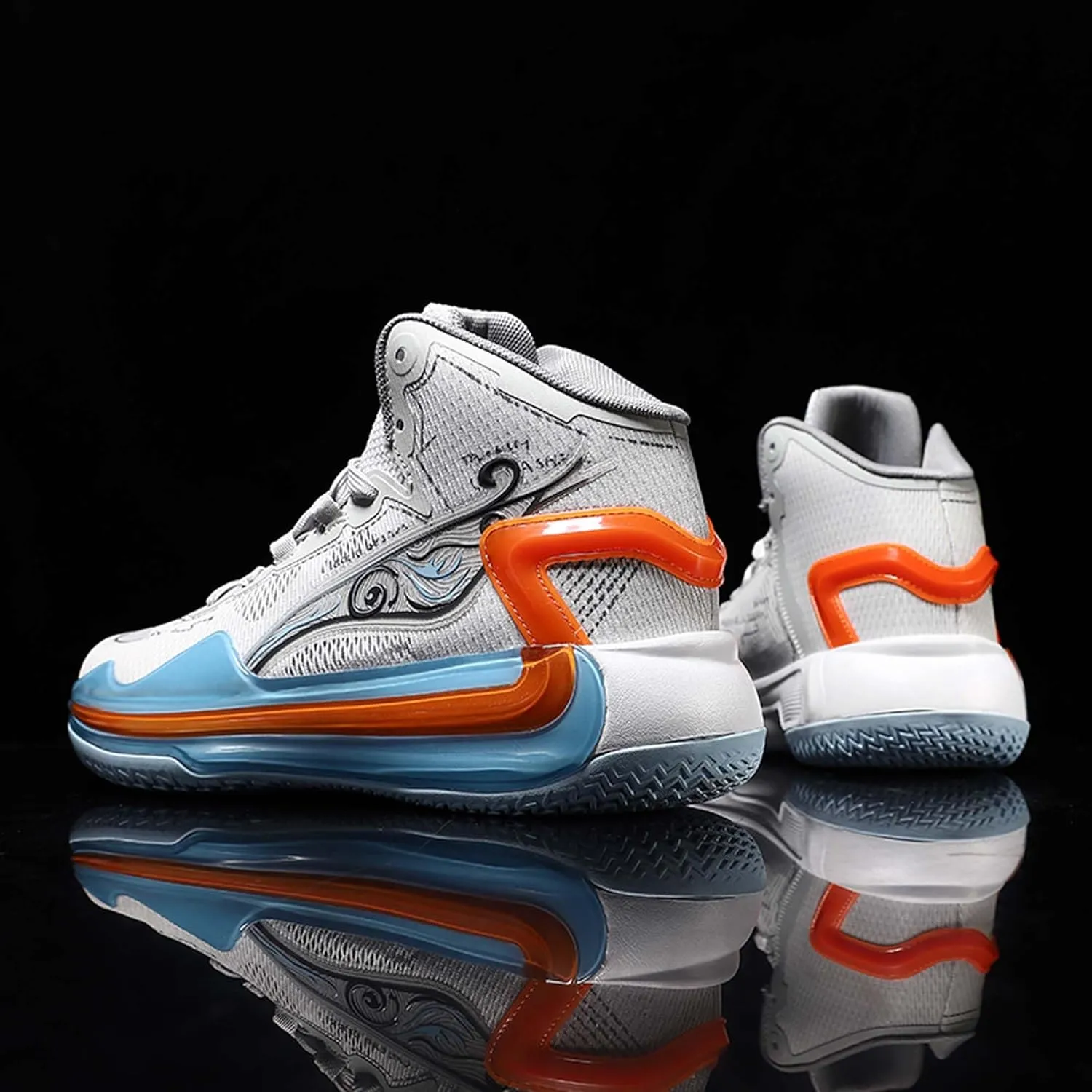 Men and Women Comfortable and Breathable Basketball Sneakers mid Top Lace Up Non Slip Running Shoes Lightweight Carrying Casual Sneakers Durable Fitness Training Shoes